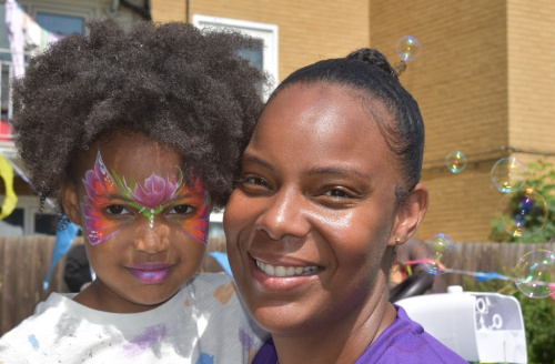 Mother and child with facepaint at St Martins Fun Day