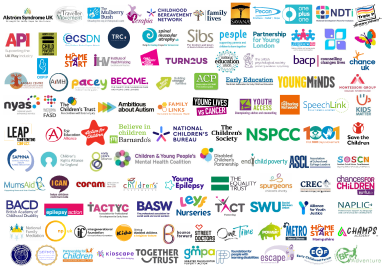 A graphic containing the logos of the many supporters of the Build Back Childhood campaign.