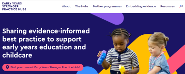 Screenshot of Early Years Stronger Practice Hub website home page