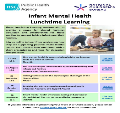 Infant Mental Health, Lunchtime Learning flyer produced in June 2022.