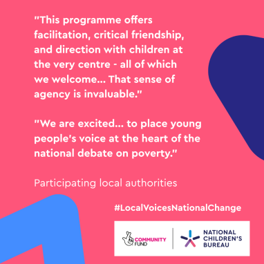 Infographic with quotes from local authorities working with NCB on Local Voices, National Change