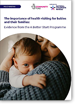 Front cover of briefing with photo of mother affectionately holding baby who is looking over her shoulder