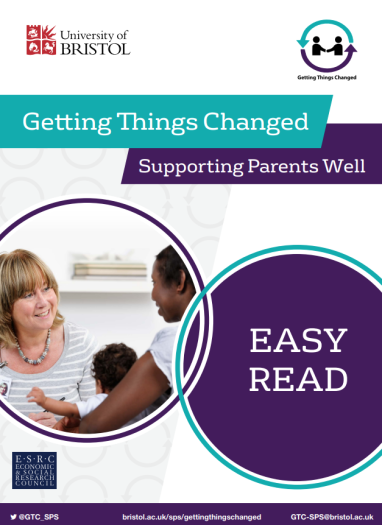Front cover of easy read report on supporting parents with learning difficulties