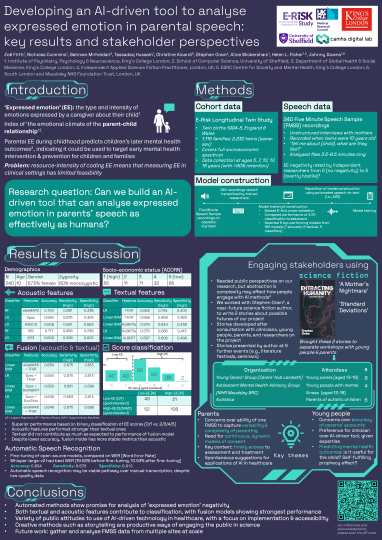 A poster presenting information about research into using A.I. in mental health assessments.