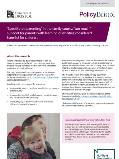 Substituted parenting policy brief front cover