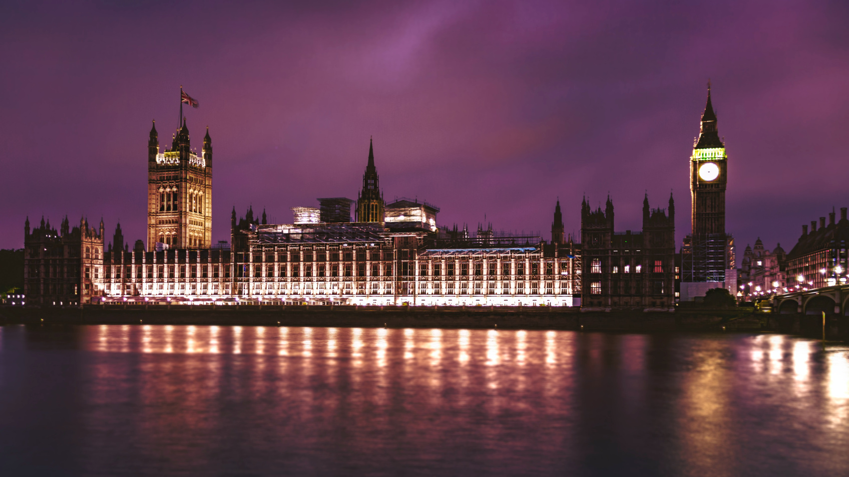 The Houses of Parliament in London at night