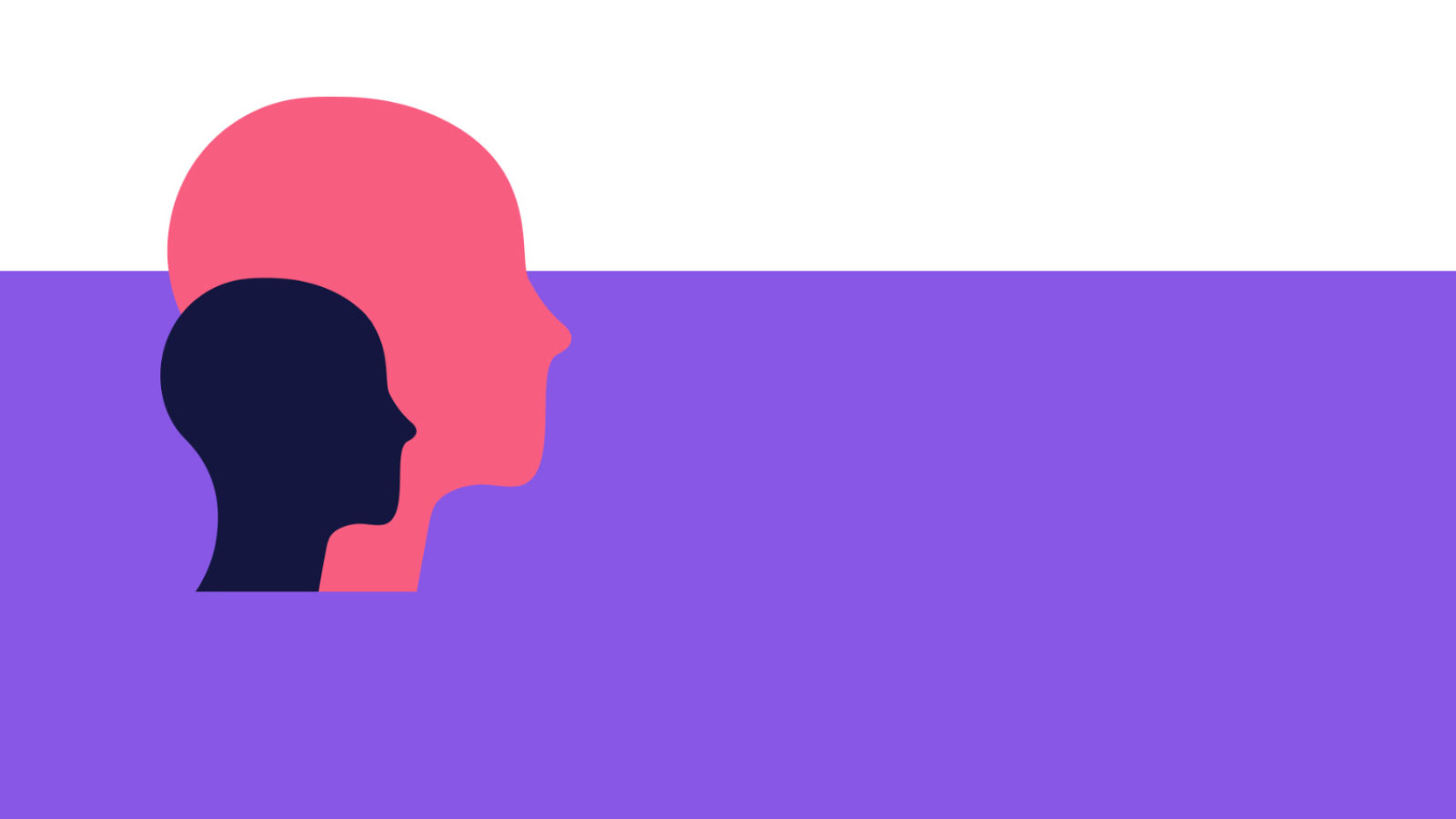 Graphic in NCB colours of two heads overlapping