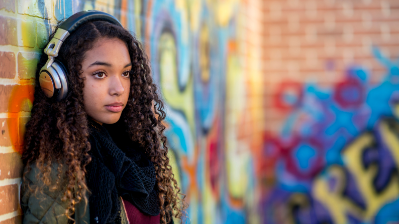 Teenager with headphones