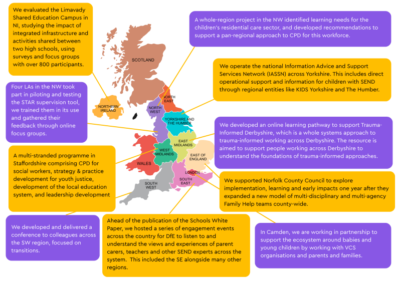A map of the UK showcasing some of our regional impact.