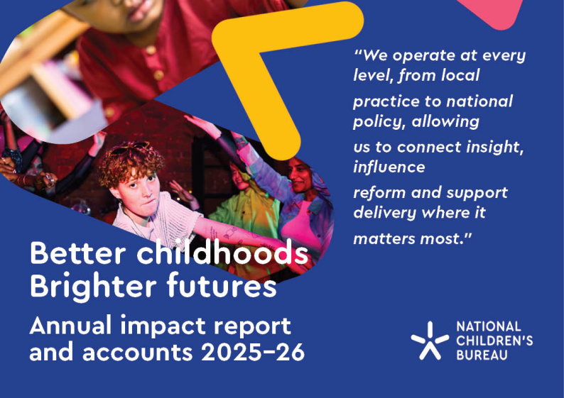 A graphic feature the cover of the Annual Impact Report and a quote about the scope of NCB's work.