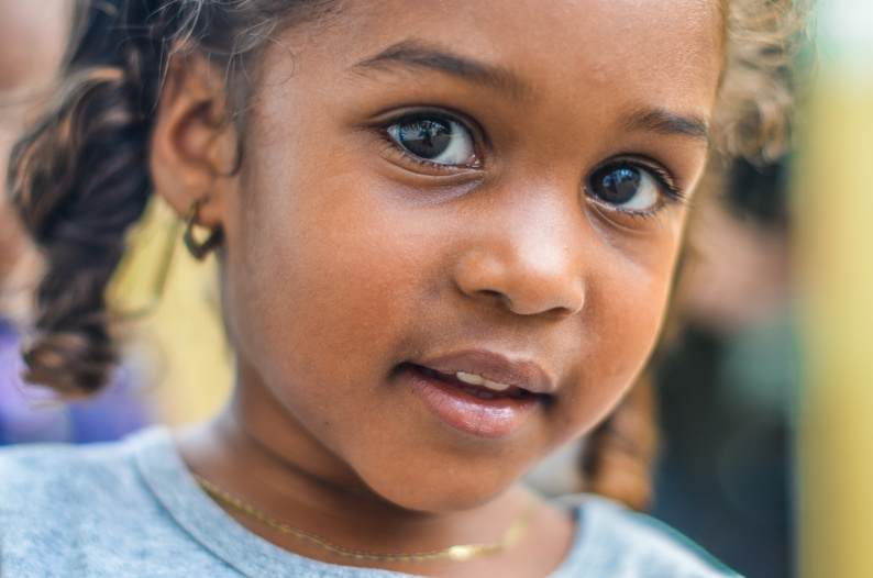 Child with pigtails